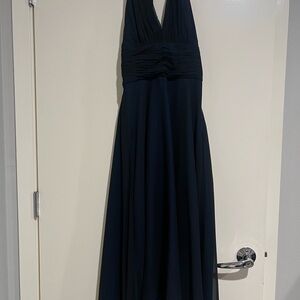 Donna Morgan Navy Blue Halter Maxi Dress